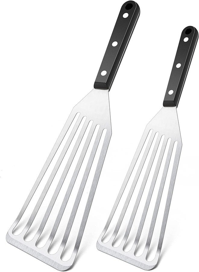 P Plus Fire Stainless Steel Fish Turner, Kitchen Slotted Turner, Fish Spatula, Thin & Flexible Slotted Spatula, Slotted Cooking Spatula for Kitchen, Food Flipper Spatula (Set of 2, Big+Small) - Image 1